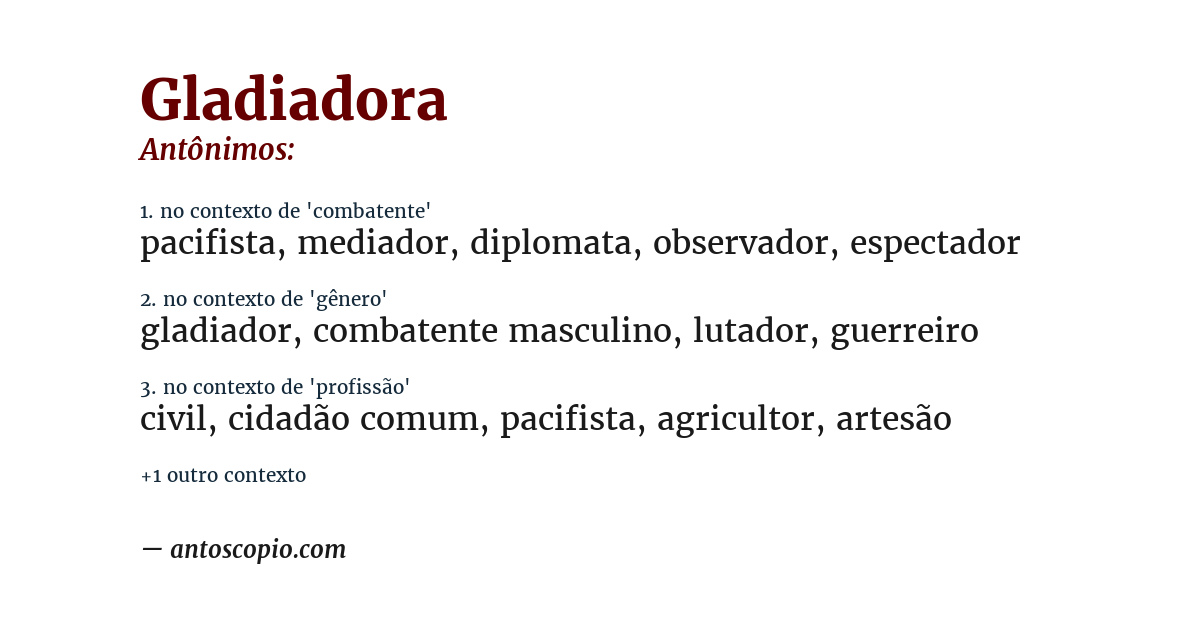 Antônimo de gladiadora