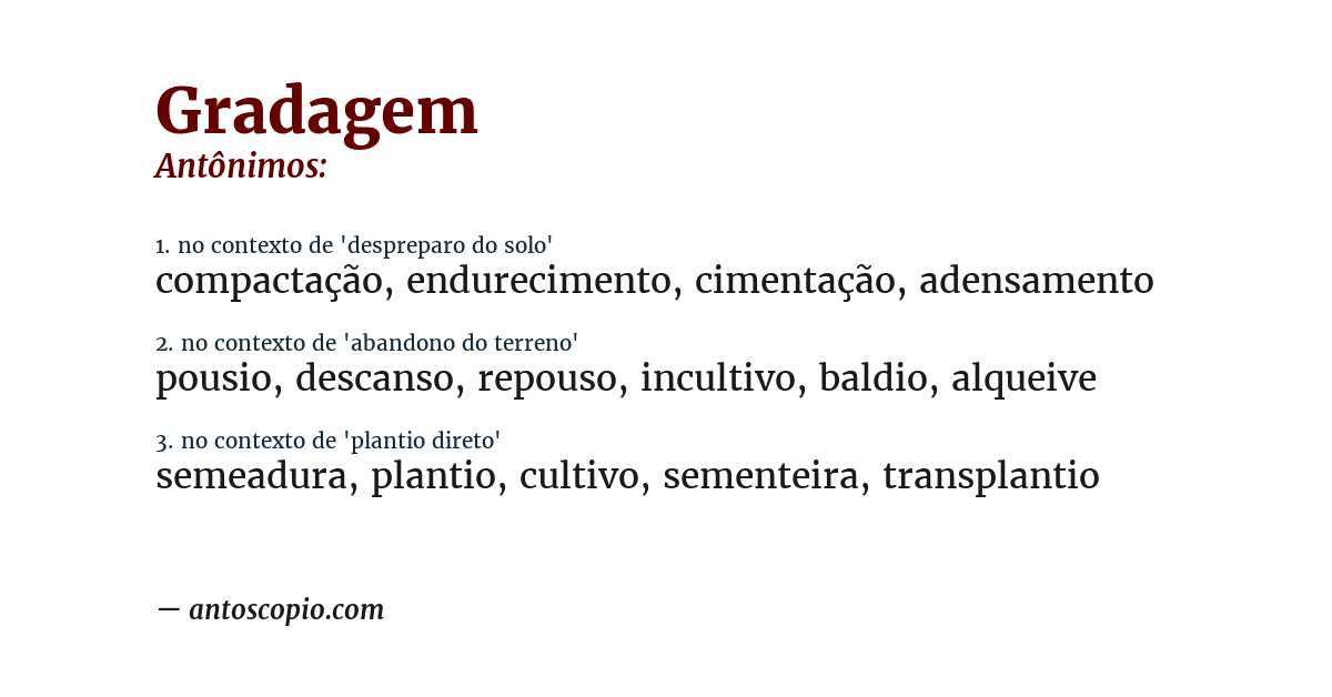 Antônimo de gradagem