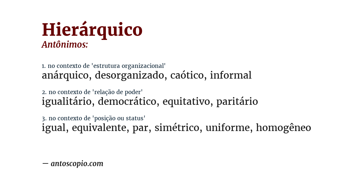 Antônimo de hierárquico