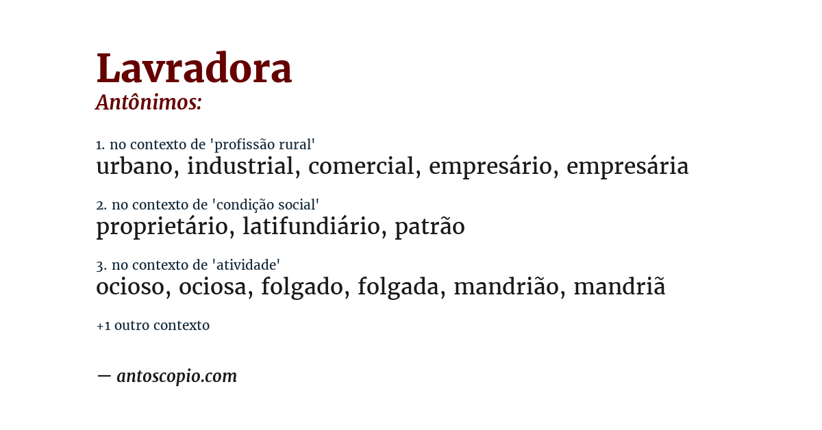 Antônimo de lavradora