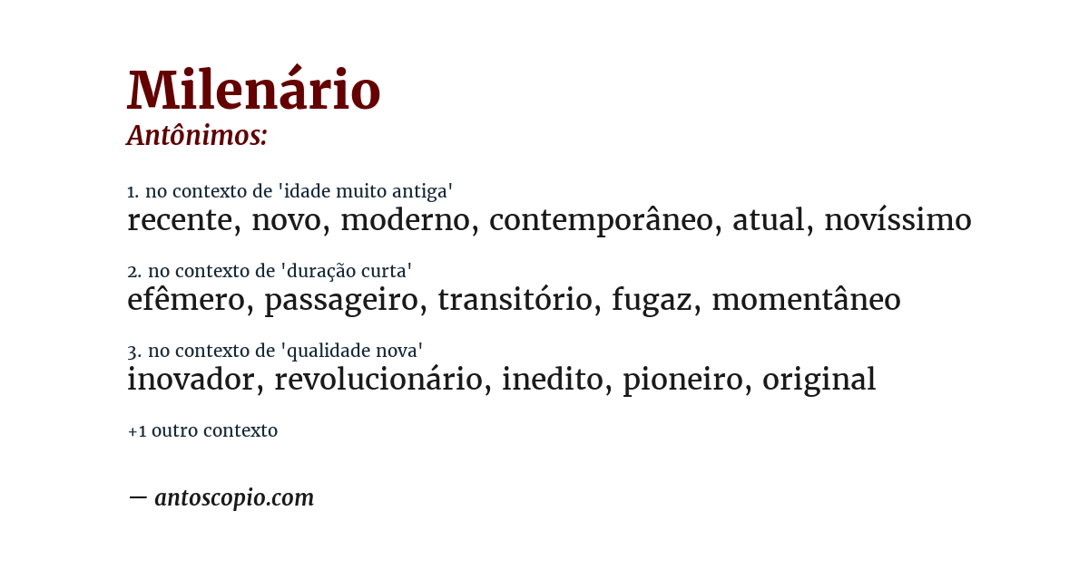 Antônimo de milenário