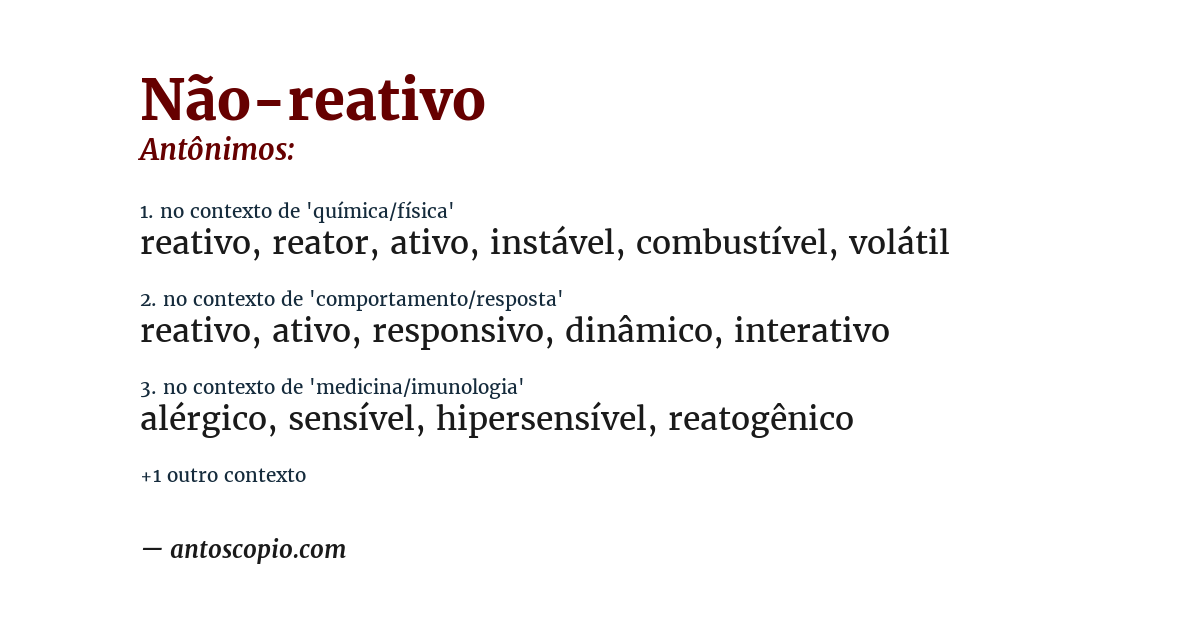 Antônimo de não-reativo