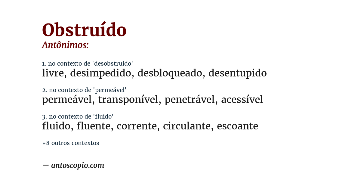 Antônimo de obstruído