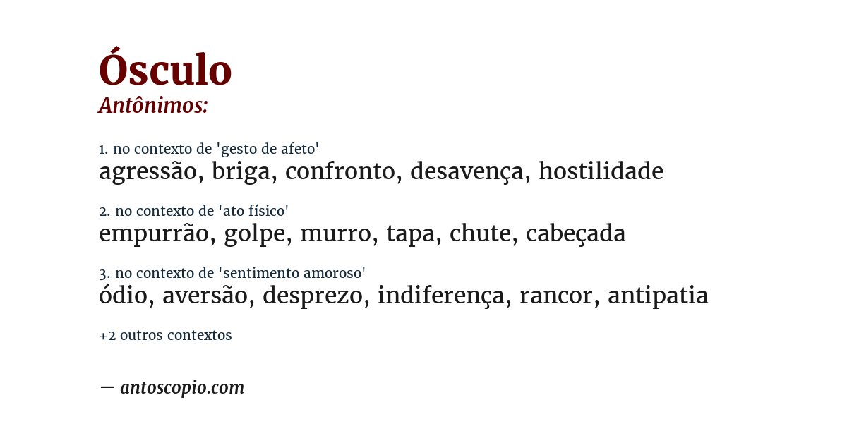 Antônimo de ósculo