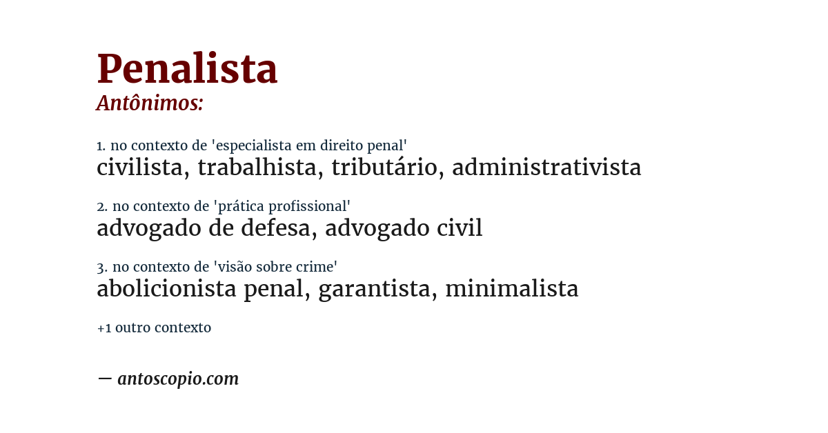 Antônimo de penalista