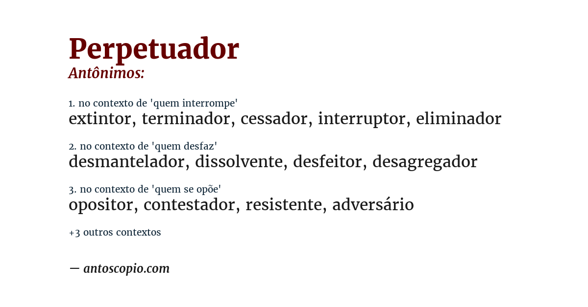 Antônimo de perpetuador