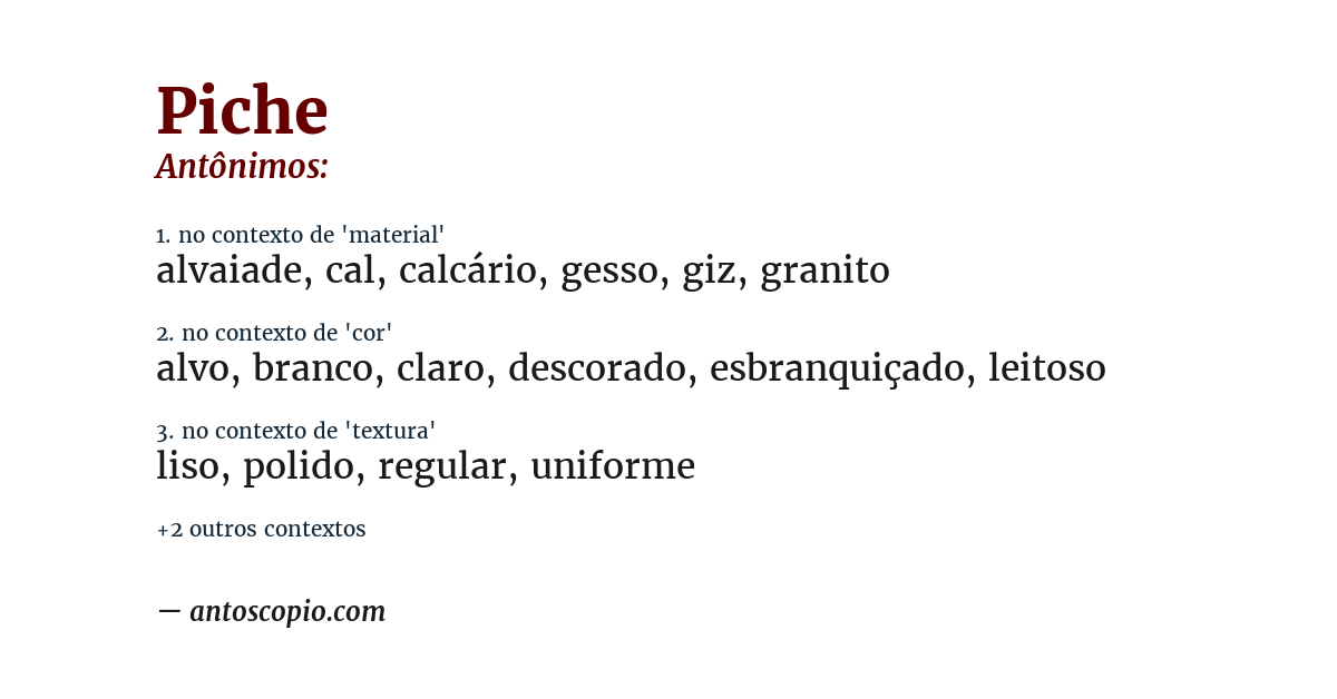 Antônimo de piche