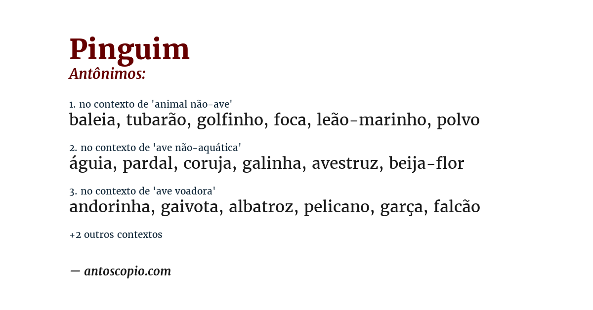 Antônimo de pinguim