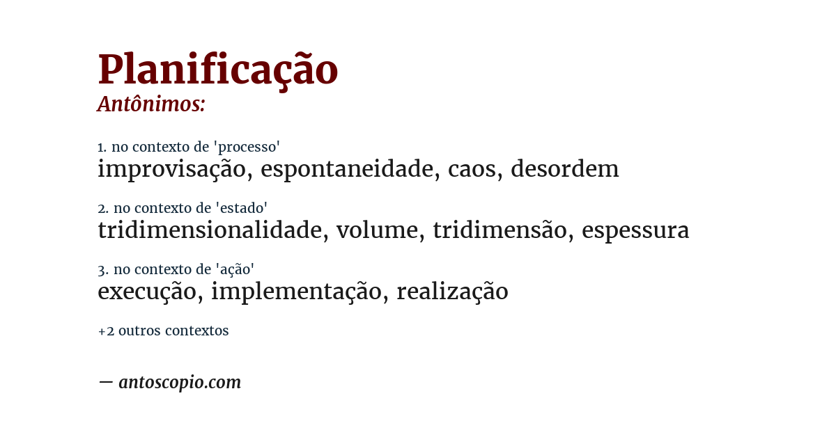 Antônimo de planificação