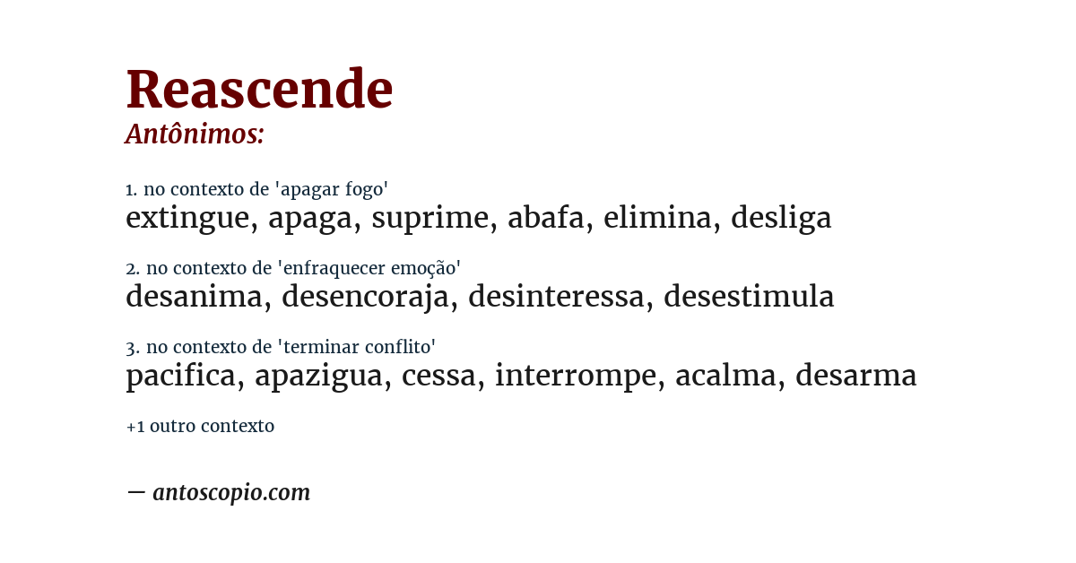Antônimo de reascende