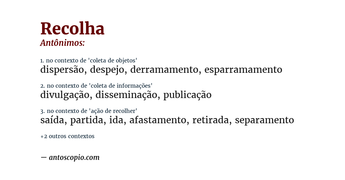 Antônimo de recolha