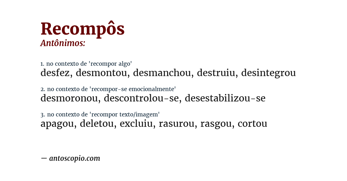 Antônimo de recompôs