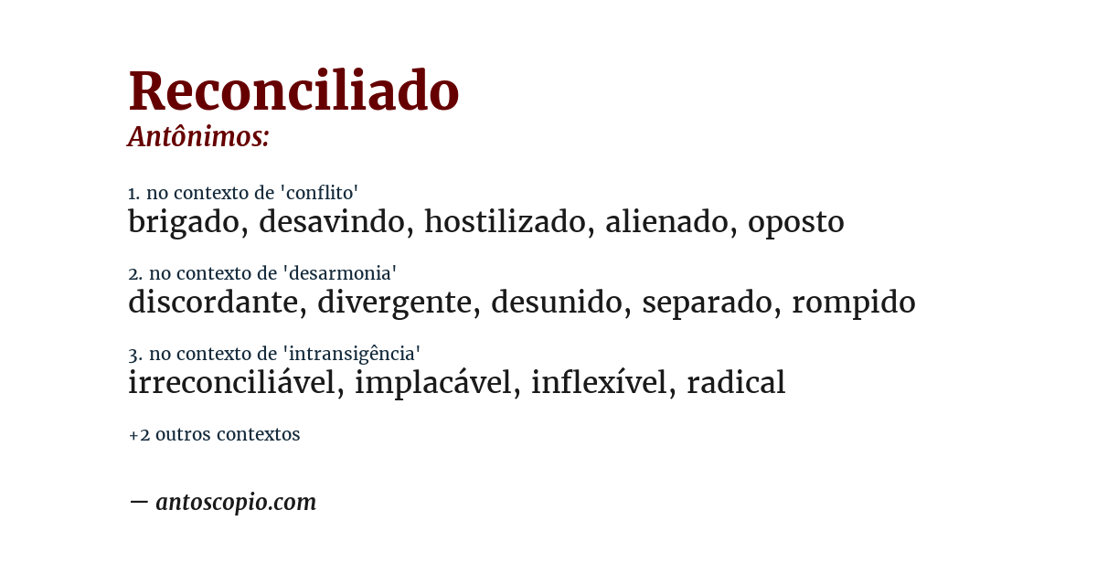 Antônimo de reconciliado