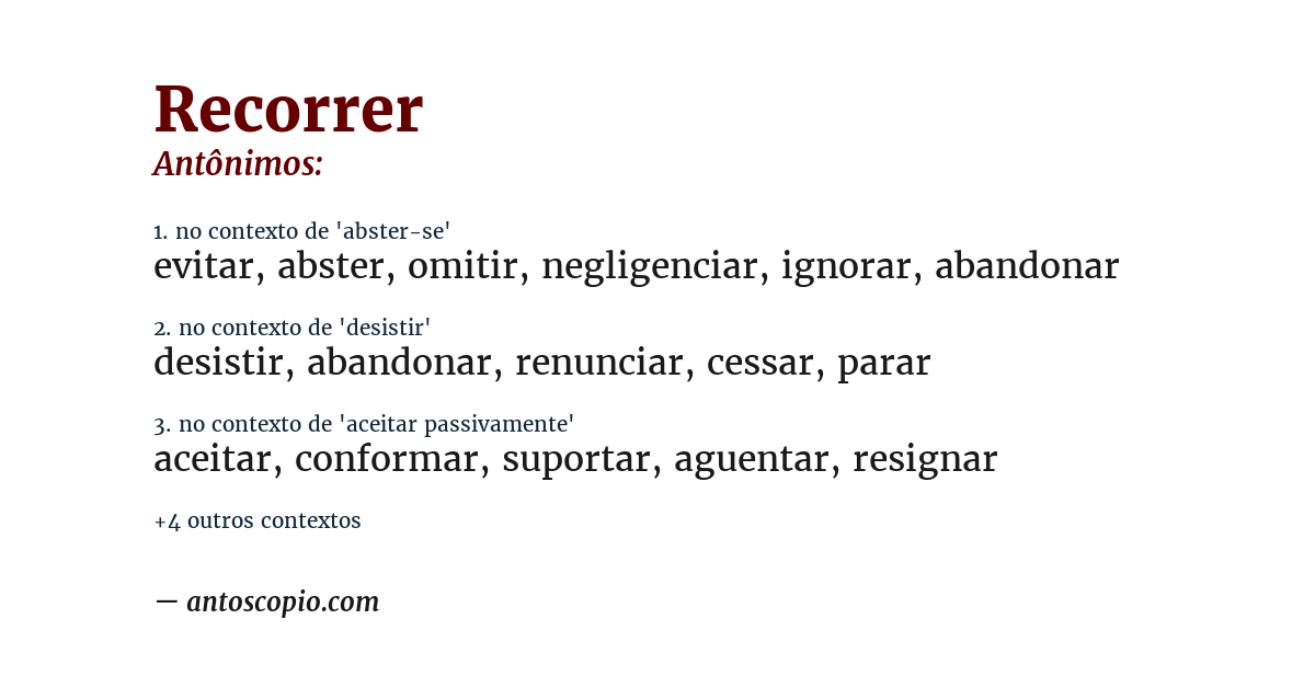 Antônimo de recorrer