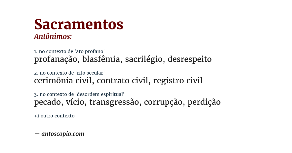 Antônimo de sacramentos