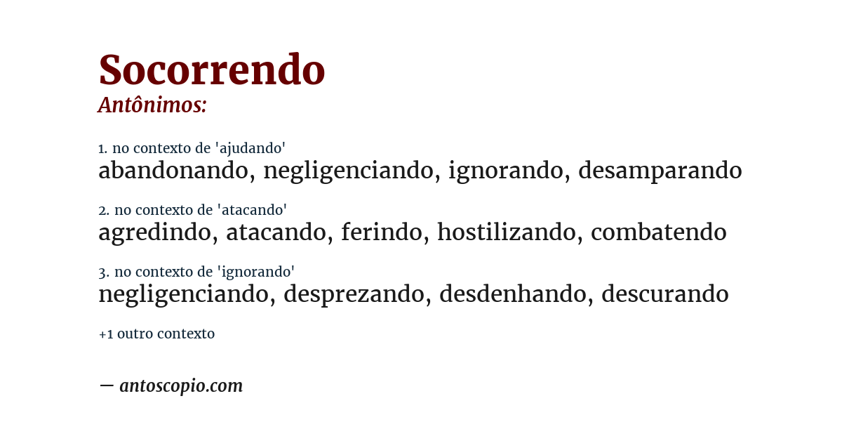 Antônimo de socorrendo