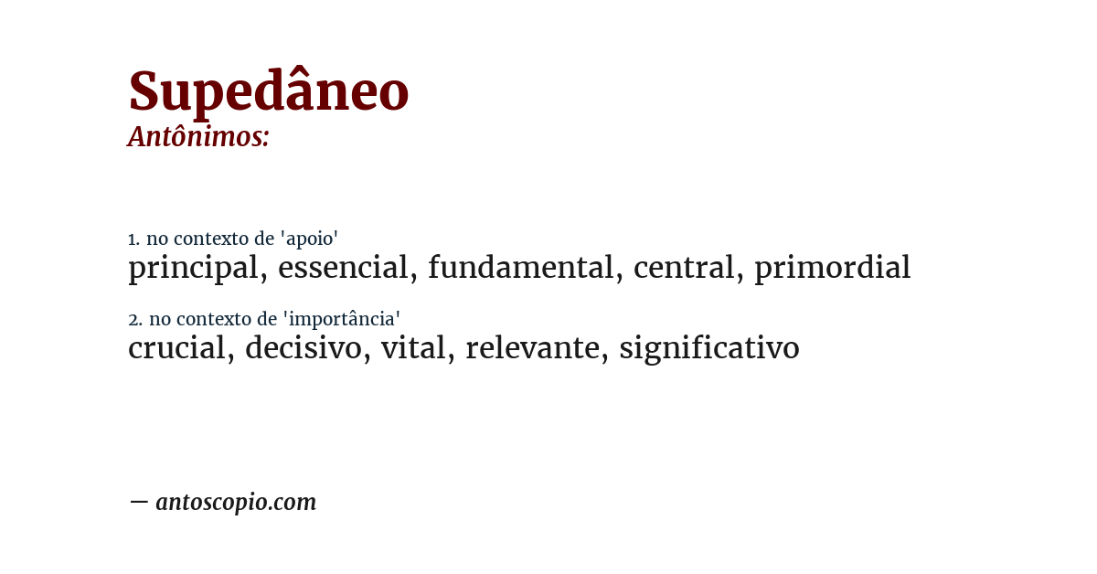 Antônimo de supedâneo