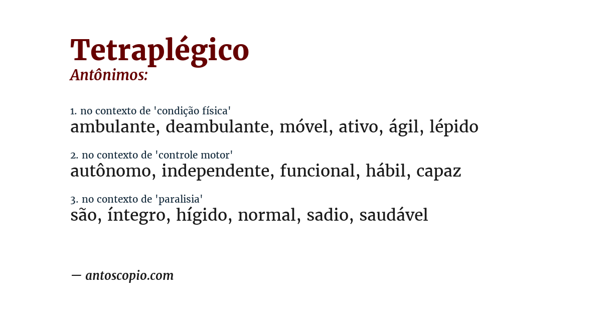 Antônimo de tetraplégico