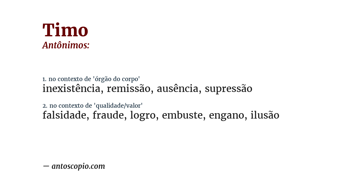 Antônimo de timo