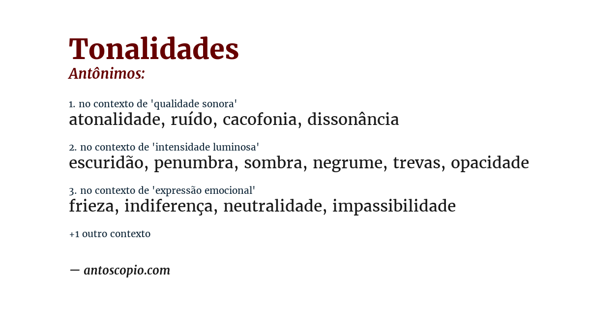 Antônimo de tonalidades