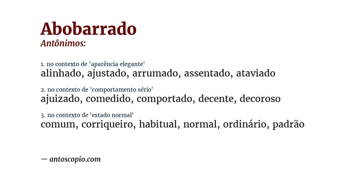 Antônimo de abobarrado