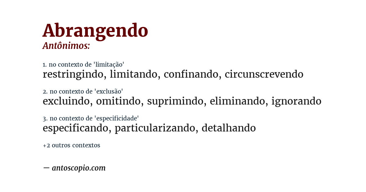 Antônimo de abrangendo