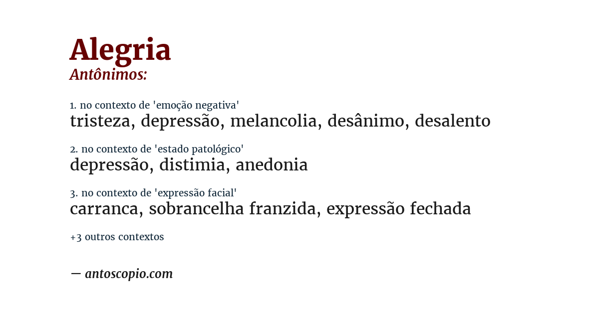 Antônimo de alegria