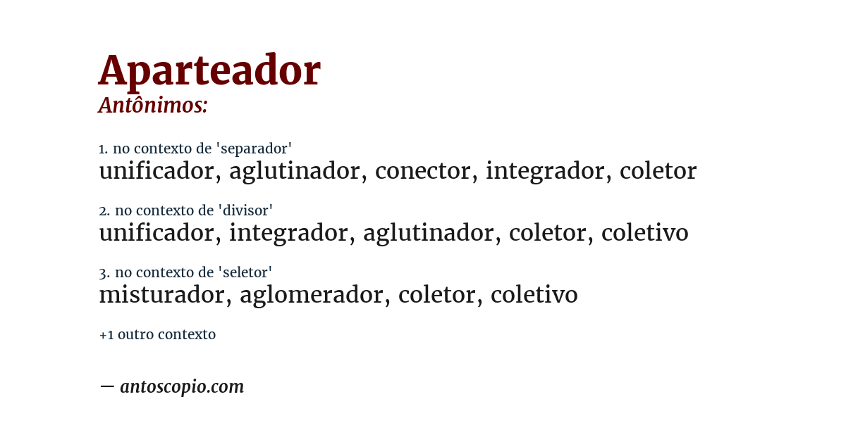 Antônimo de aparteador