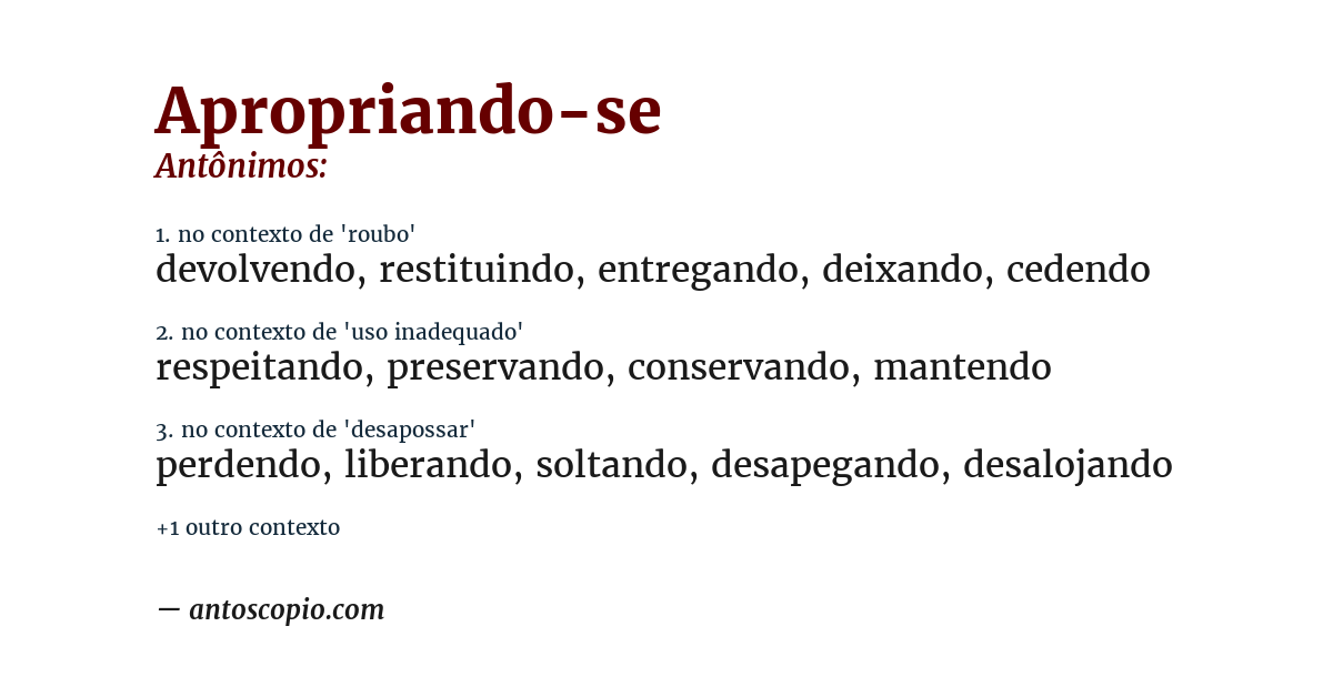 Antônimo de apropriando-se