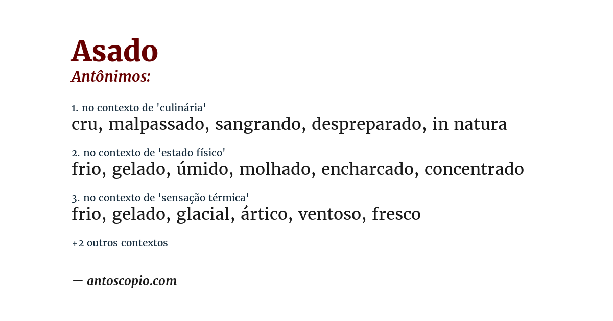 Antônimo de asado