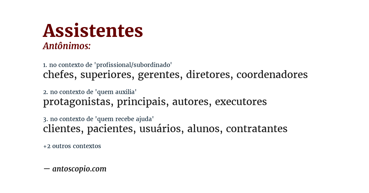 Antônimo de assistentes