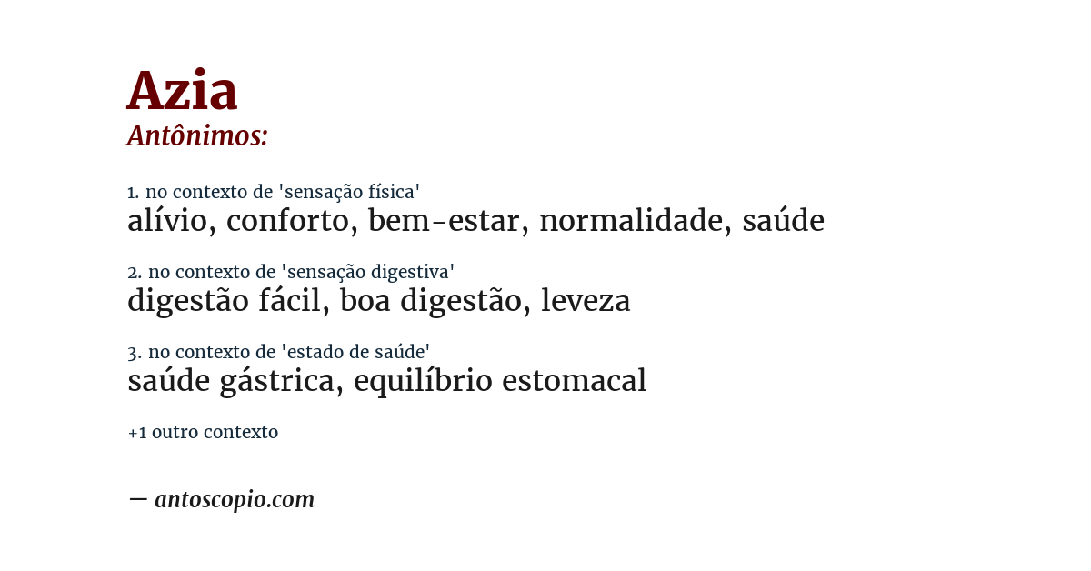 Antônimo de azia