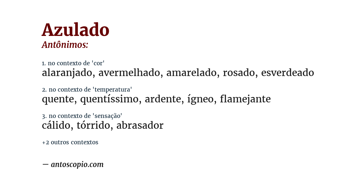 Antônimo de azulado