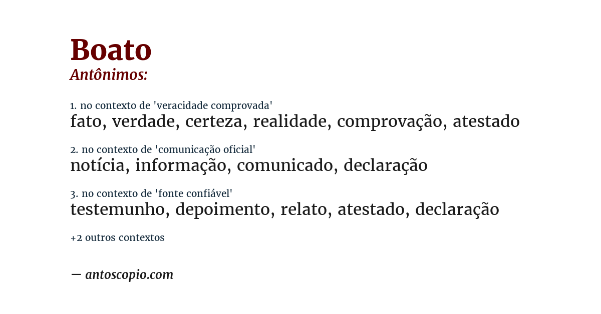 Antônimo de boato