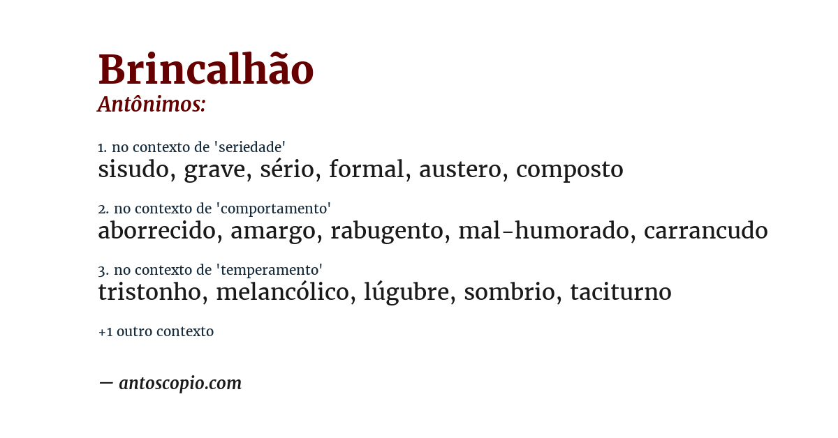 Antônimo de brincalhão