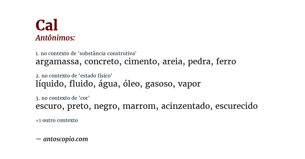 Antônimo de cal