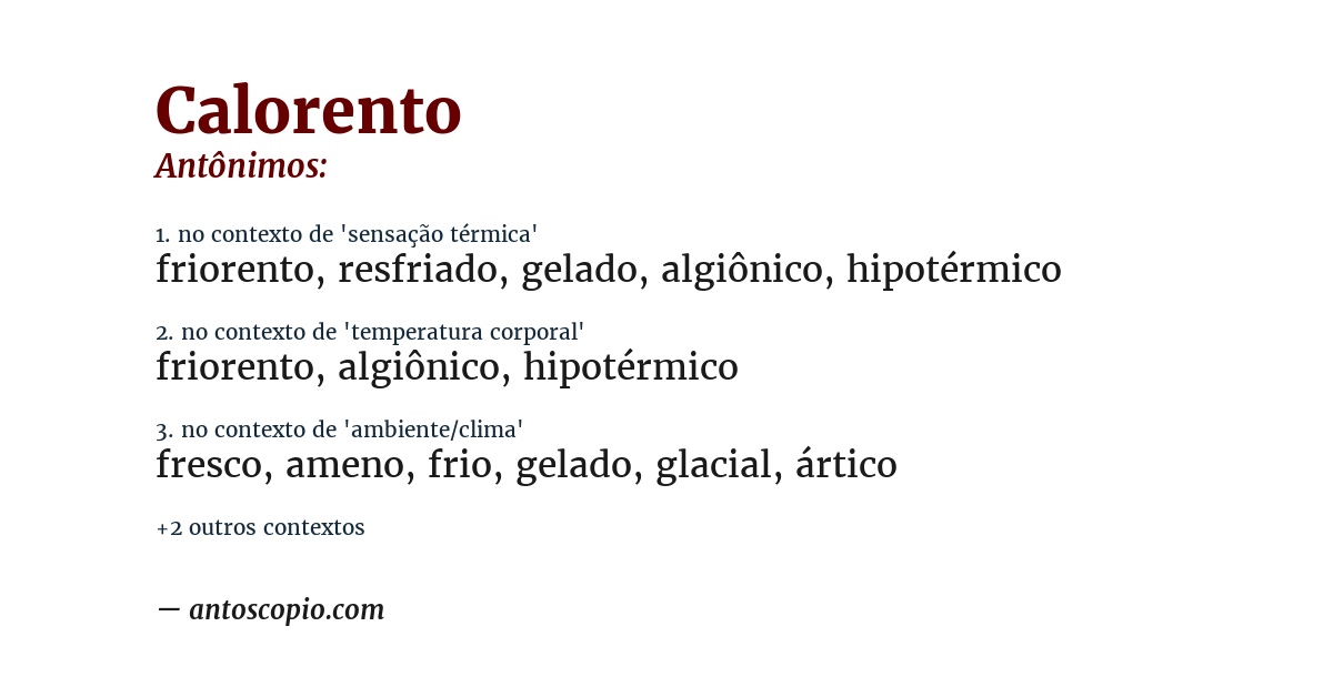Antônimo de calorento