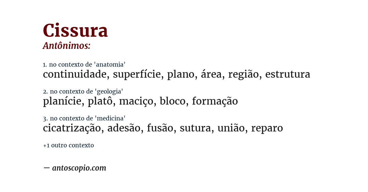 Antônimo de cissura