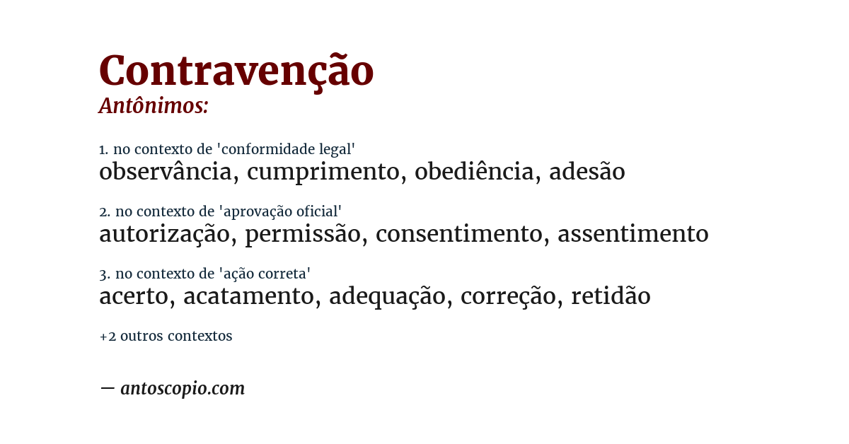 Antônimo de contravenção