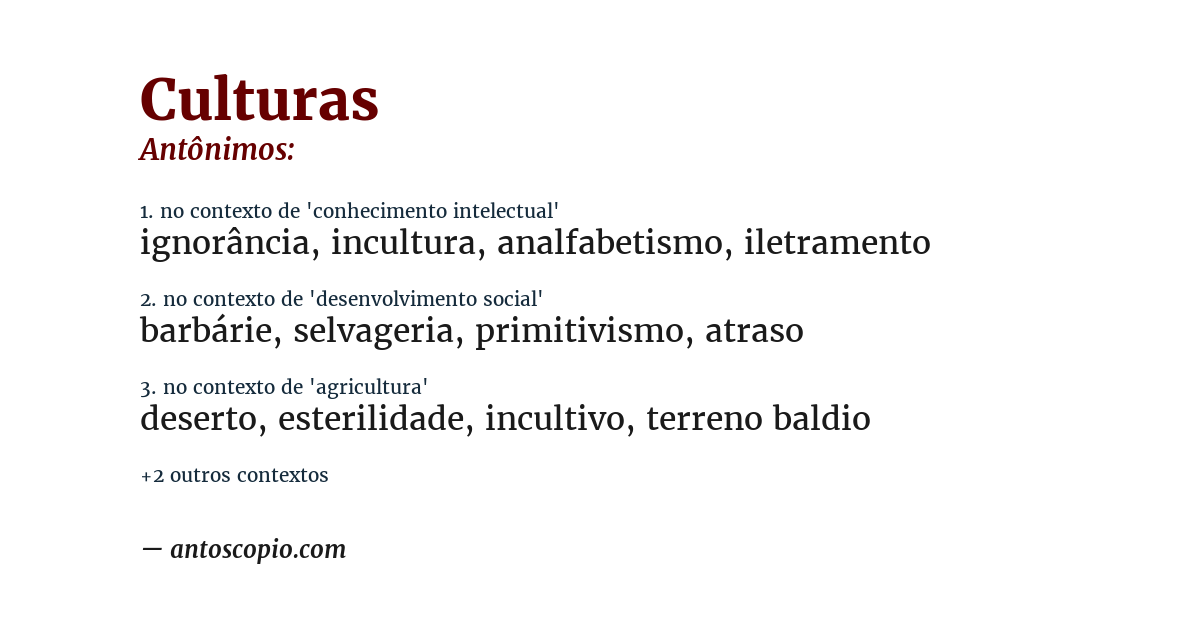 Antônimo de culturas