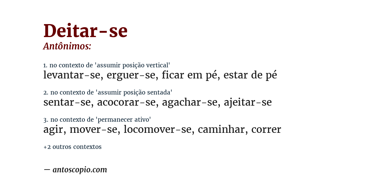Antônimo de deitar-se