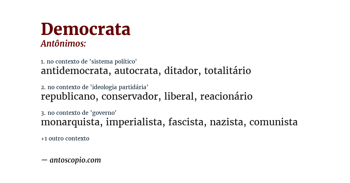Antônimo de democrata