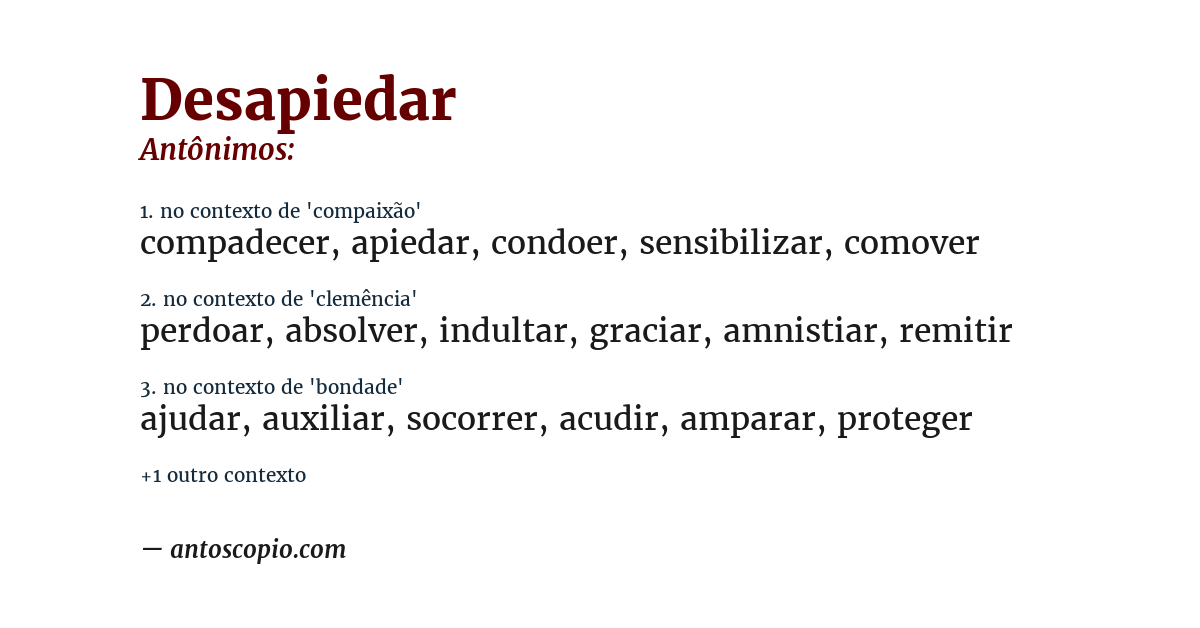 Antônimo de desapiedar
