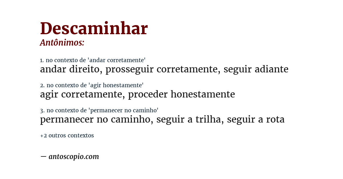 Antônimo de descaminhar