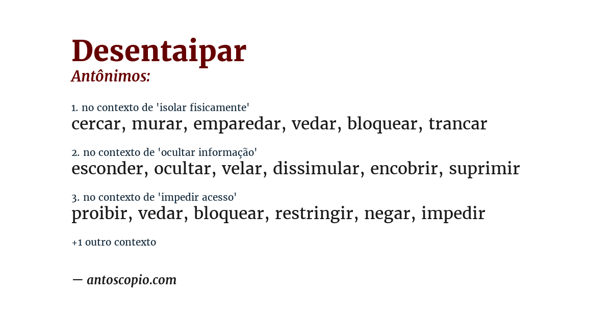 Antônimo de desentaipar