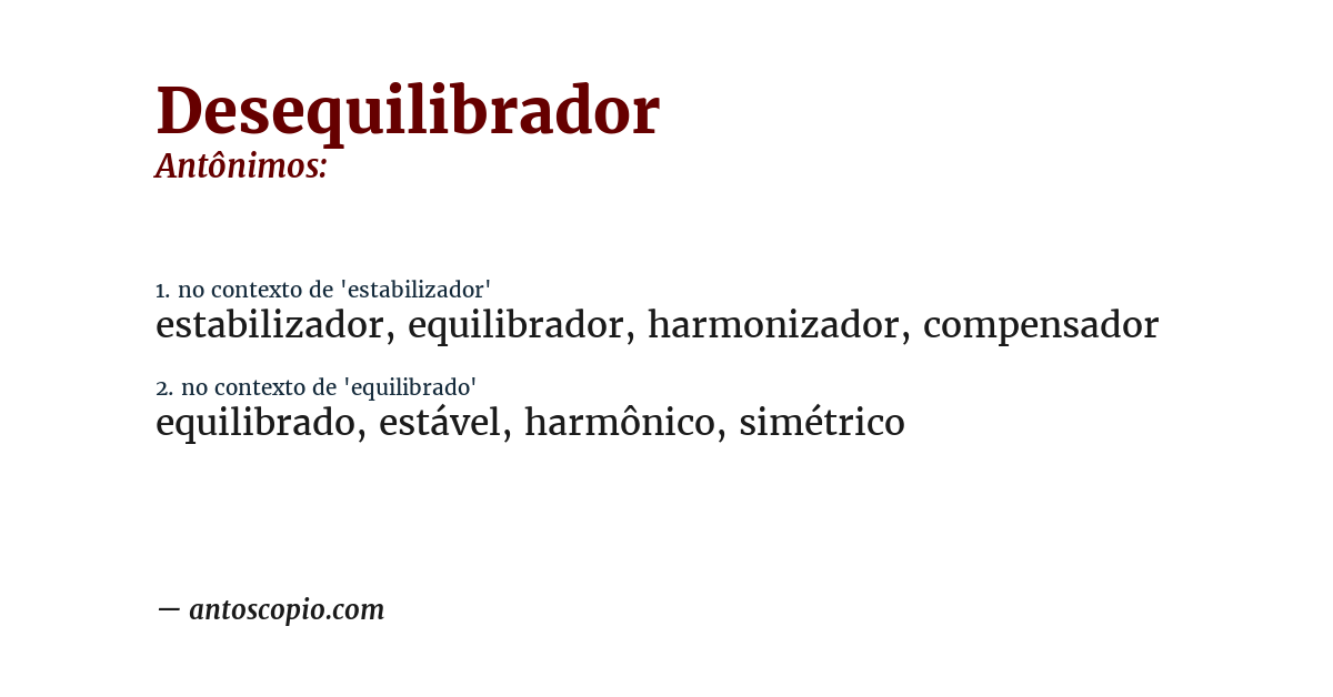 Antônimo de desequilibrador