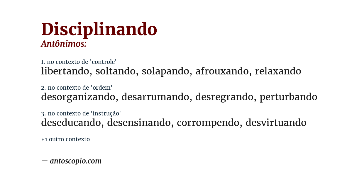Antônimo de disciplinando