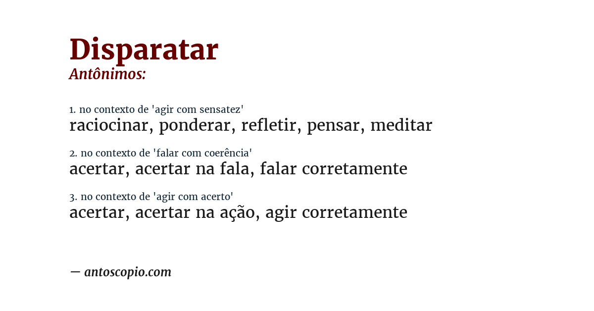 Antônimo de disparatar