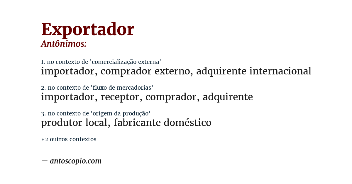 Antônimo de exportador
