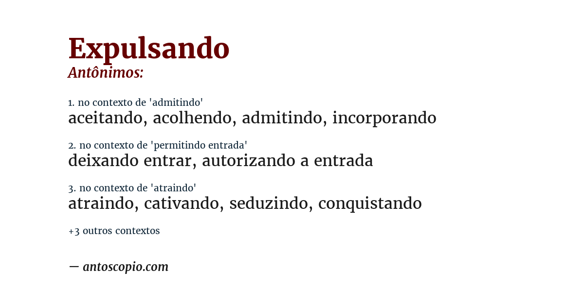 Antônimo de expulsando